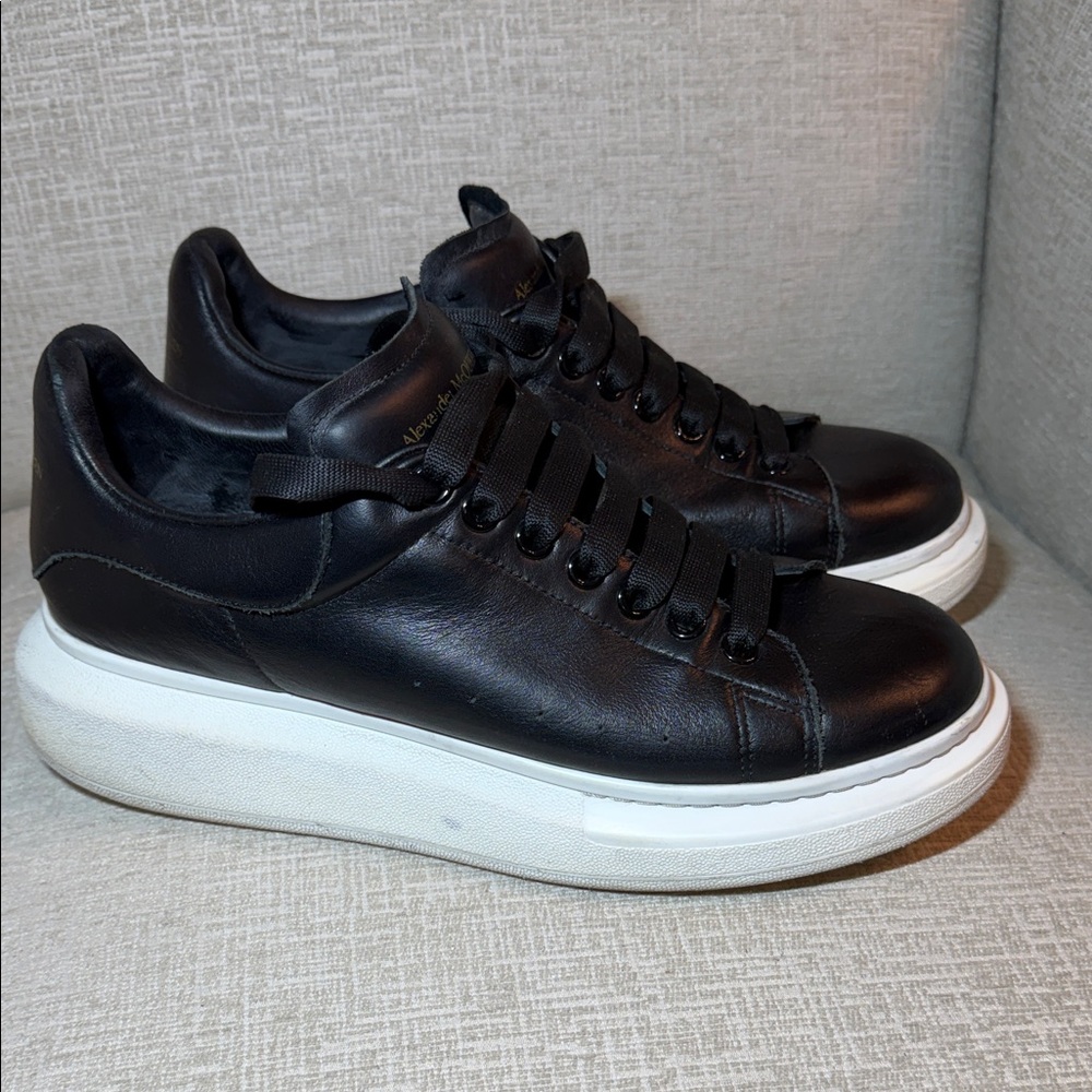 Alexander McQueen Black and White Leather Sneakers Sz 10-10.5